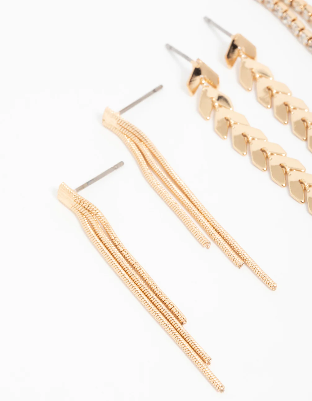 Gold Graduating Drop Earrings 3-Pack - Image 4