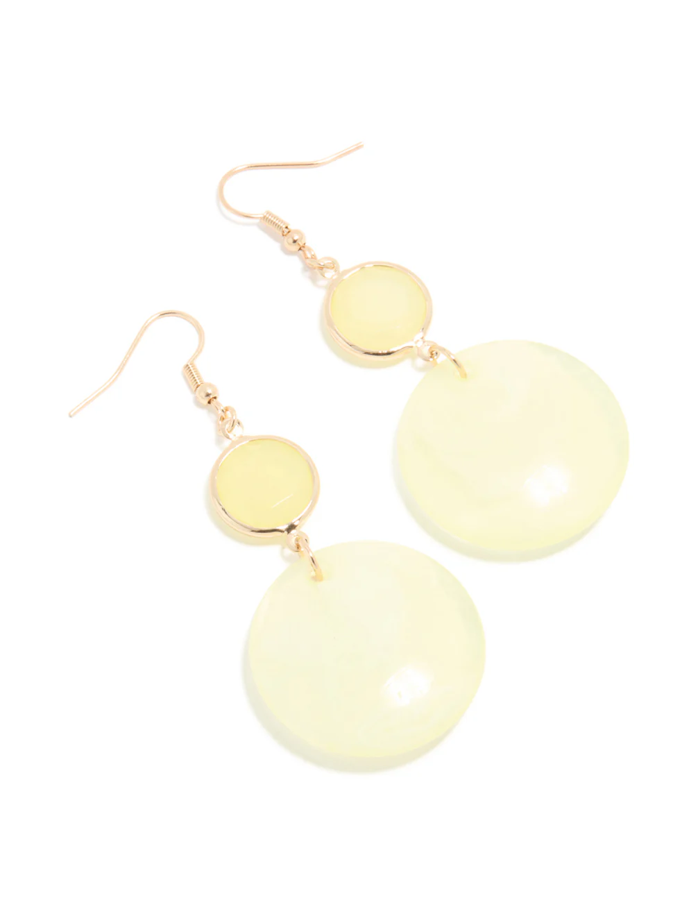 Gold Green Acrylic Circle Drop Earrings