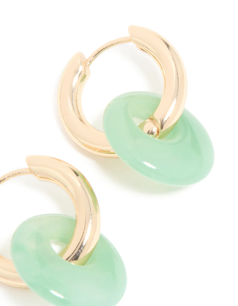 Gold Green Acrylic Drop Huggie Earrings - Image 5