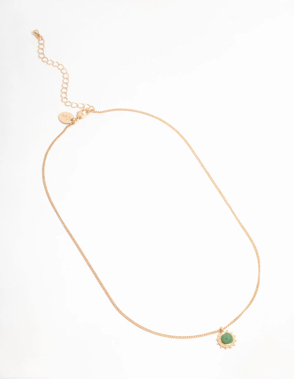 Gold Green Aventurine Sunburst Pendant Necklace - Image 2