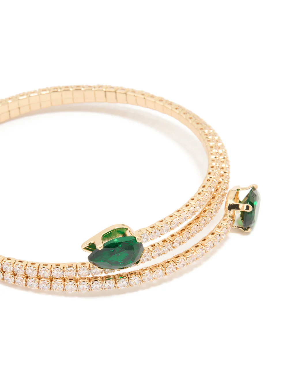 Gold Green Cubic Zirconia Wrap Around Wrist Cuff - Image 2