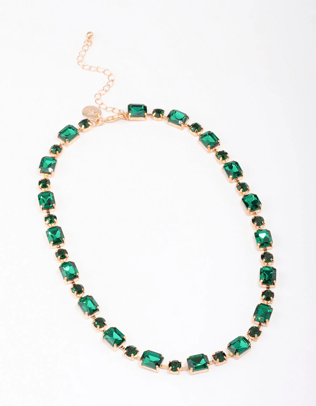 Gold & Green Geometric Statement Necklace - Image 2