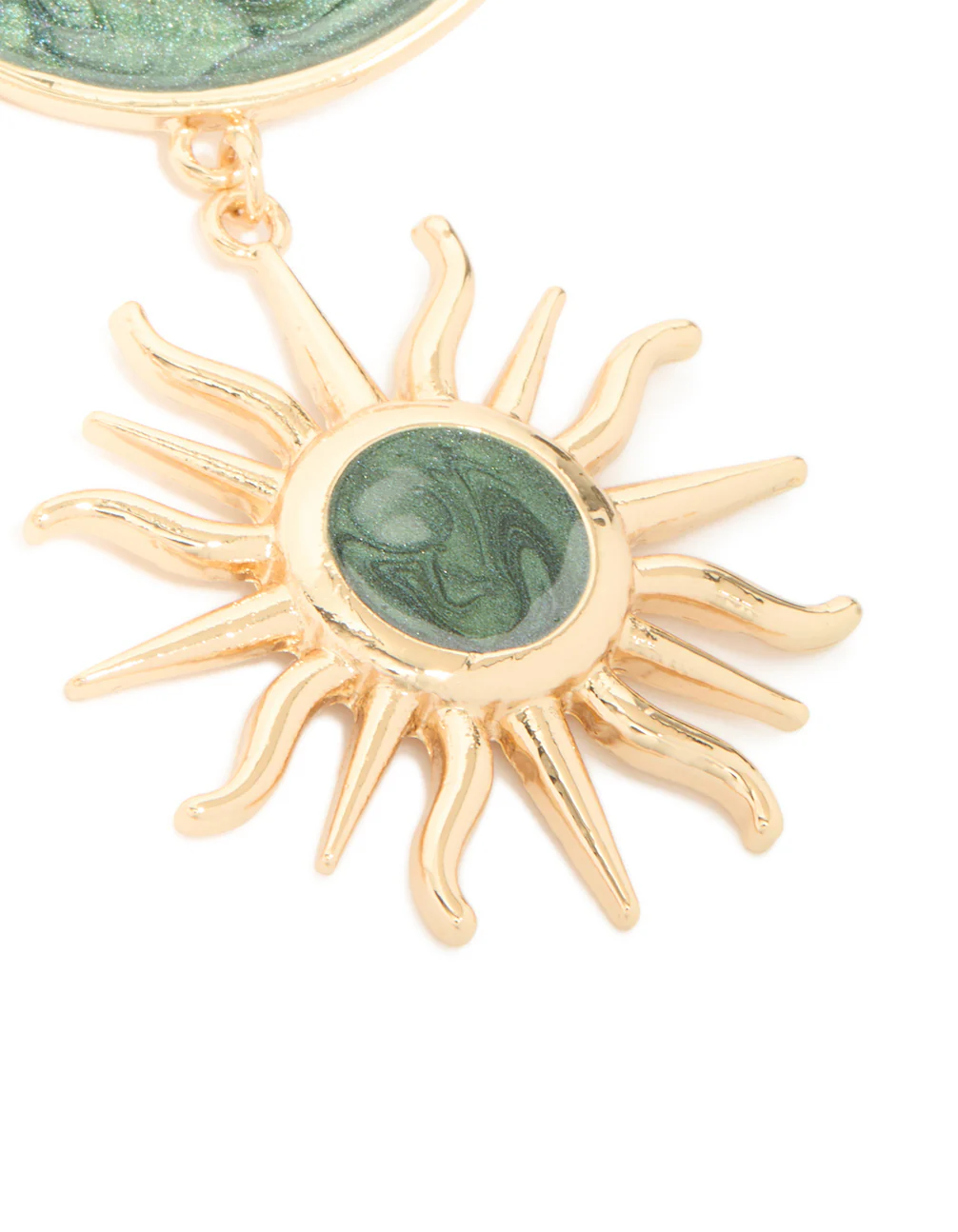 Gold Green Marbled Celestial Drop Earrings - Image 5