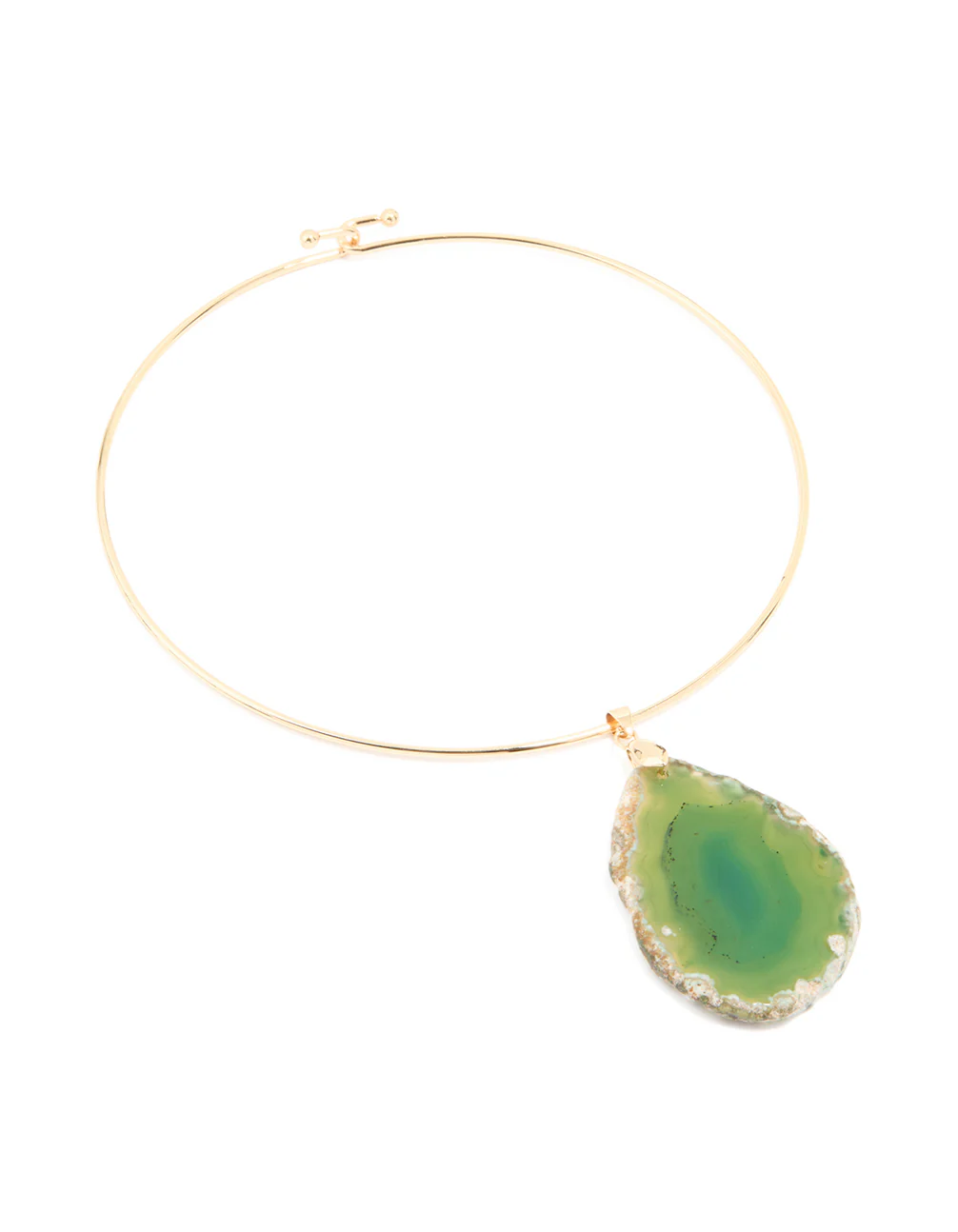Gold Green Marbled Stone Torque Necklace - Image 2