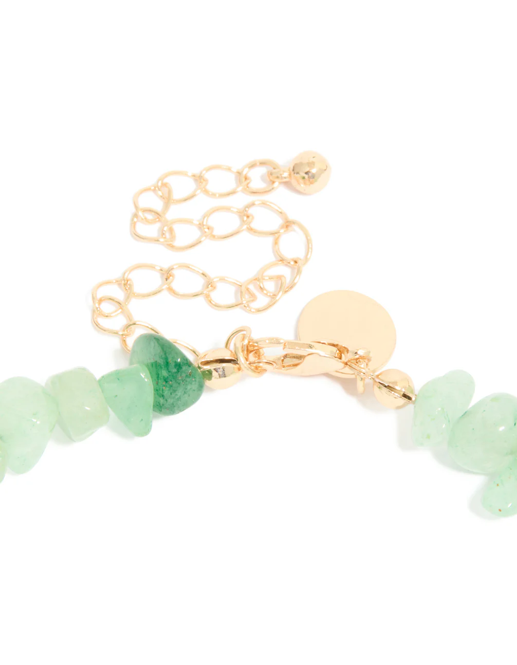 Gold Green Semi Precious Chip & Molten Pearl Necklace - Image 4