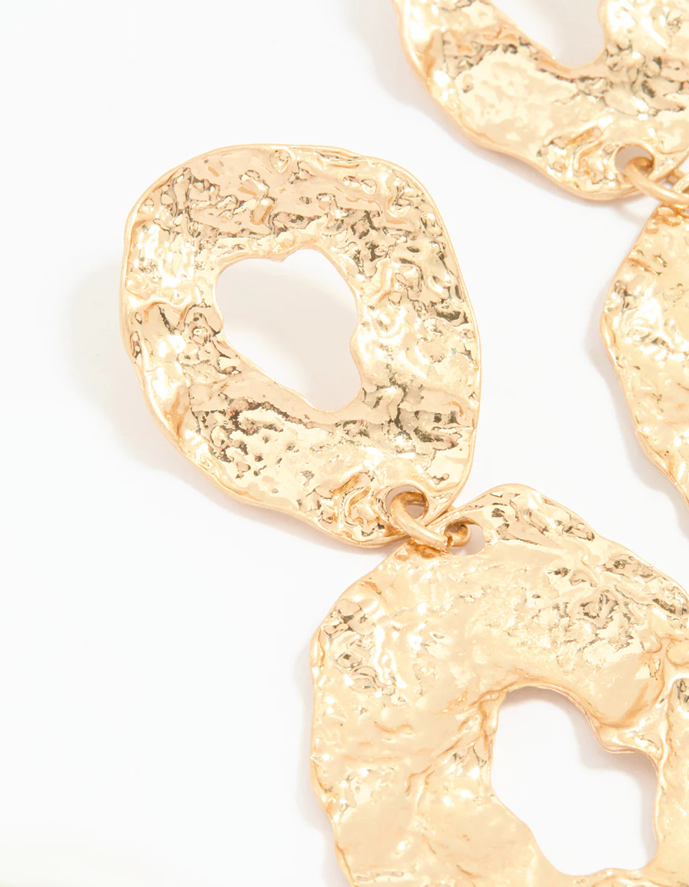 Gold Hammered Circle Drop Earrings - Image 4