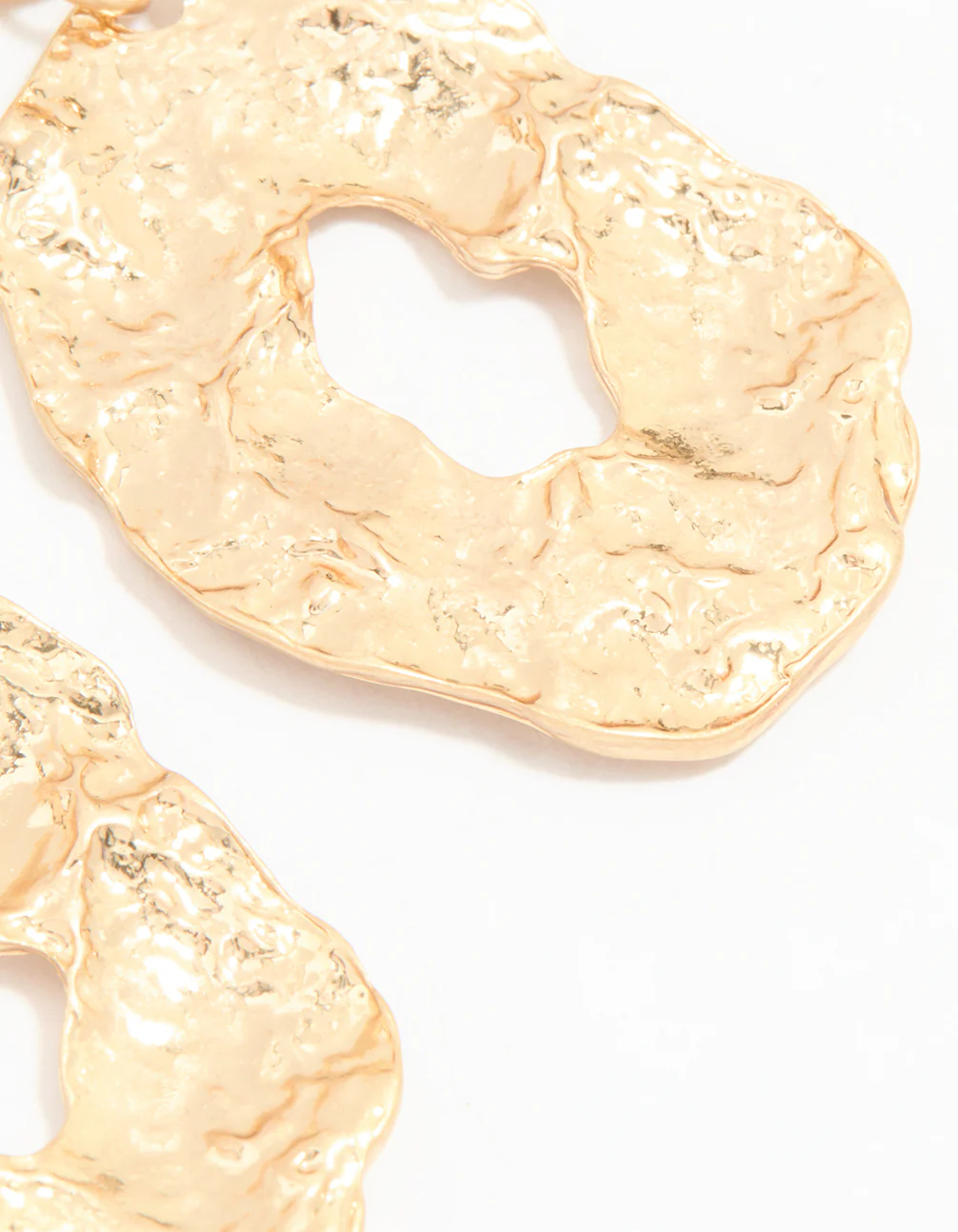 Gold Hammered Circle Drop Earrings - Image 5