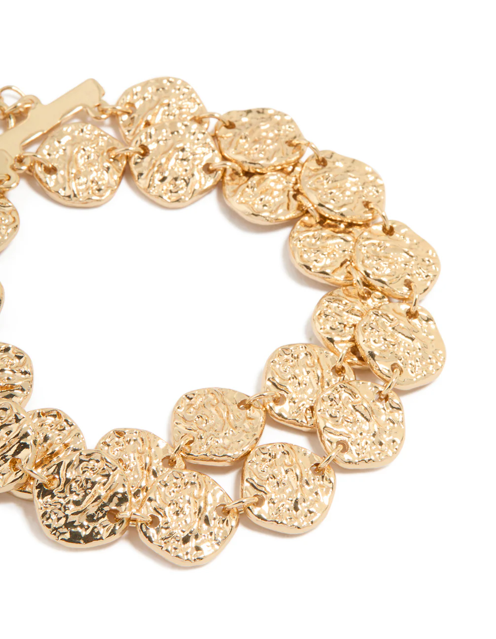 Gold Hammered Disc Layered Bracelet - Image 2