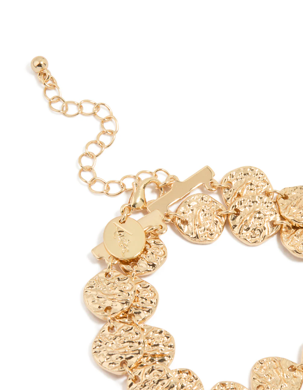 Gold Hammered Disc Layered Bracelet - Image 3