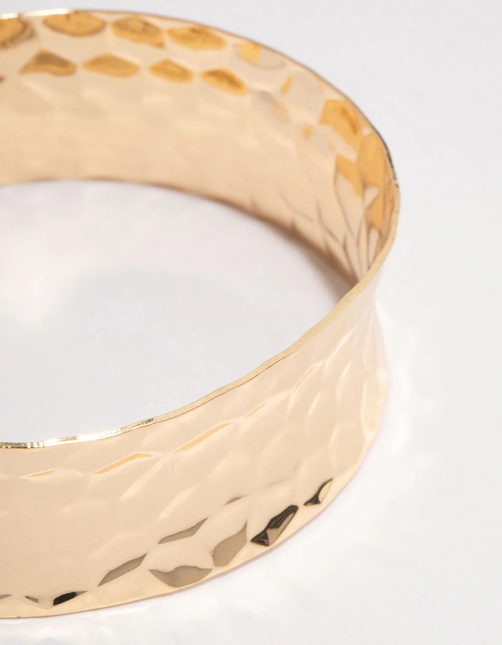 Gold Hammered Open Wrist Cuff - Image 2