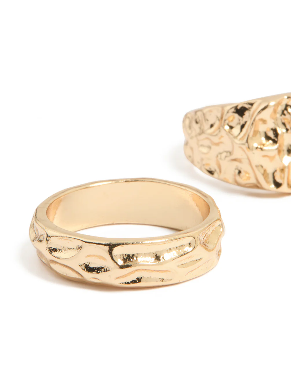 Gold Hammered Organic Rings 3-Pack - Image 2