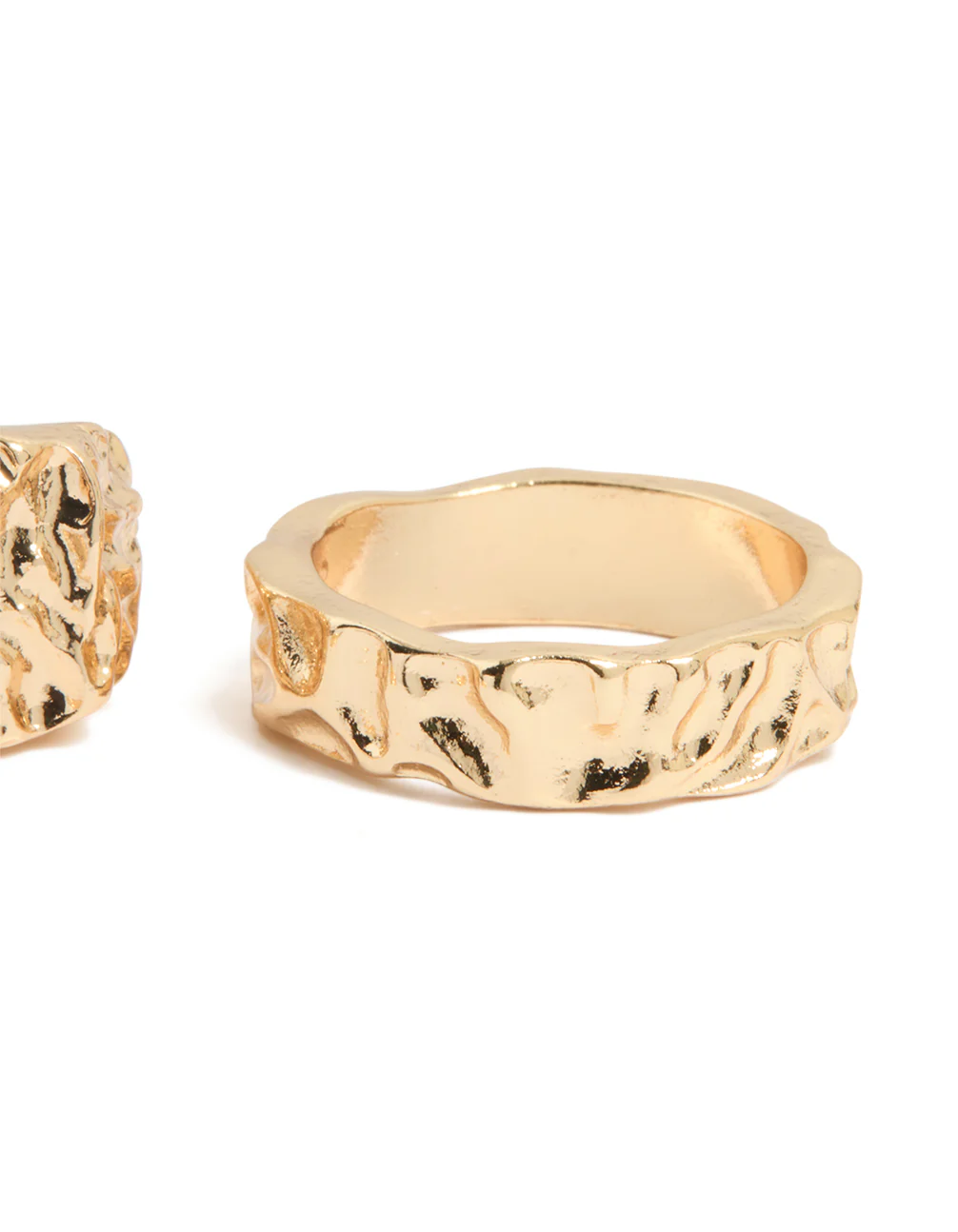 Gold Hammered Organic Rings 3-Pack - Image 3