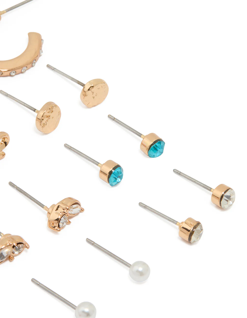 Gold Heart & Bow Stud & Hoop Earrings 12-Pack - Image 3