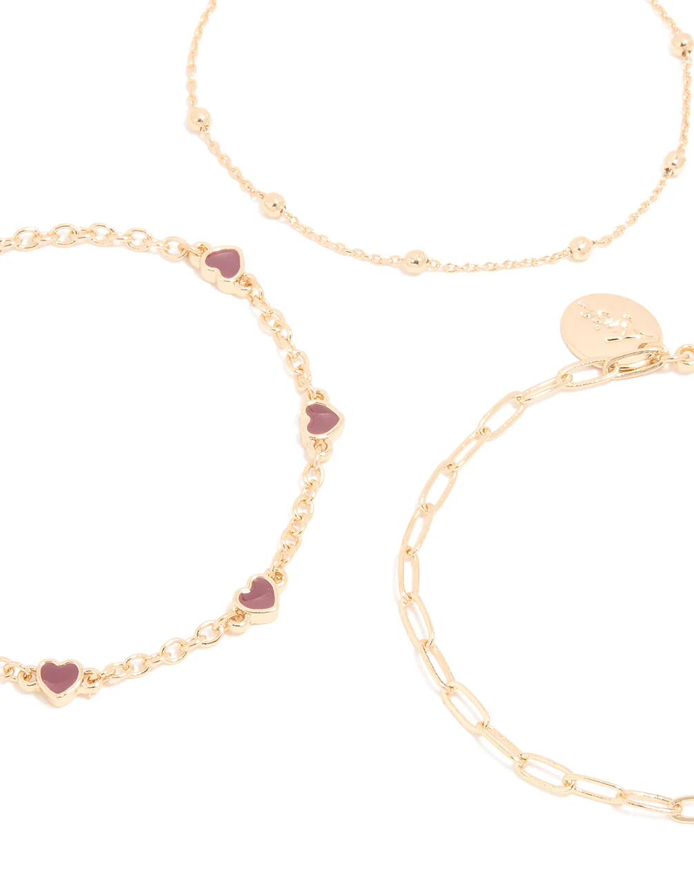 Gold Heart & Chain Bracelets 3-Pack - Image 2