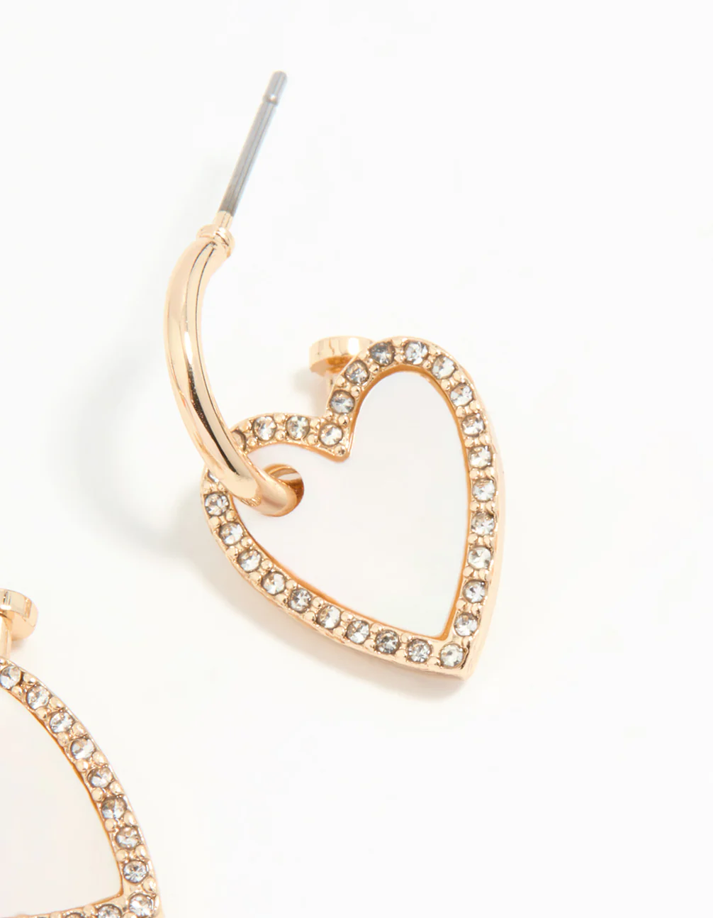 Gold Heart Drop Huggie Earrings - Image 5