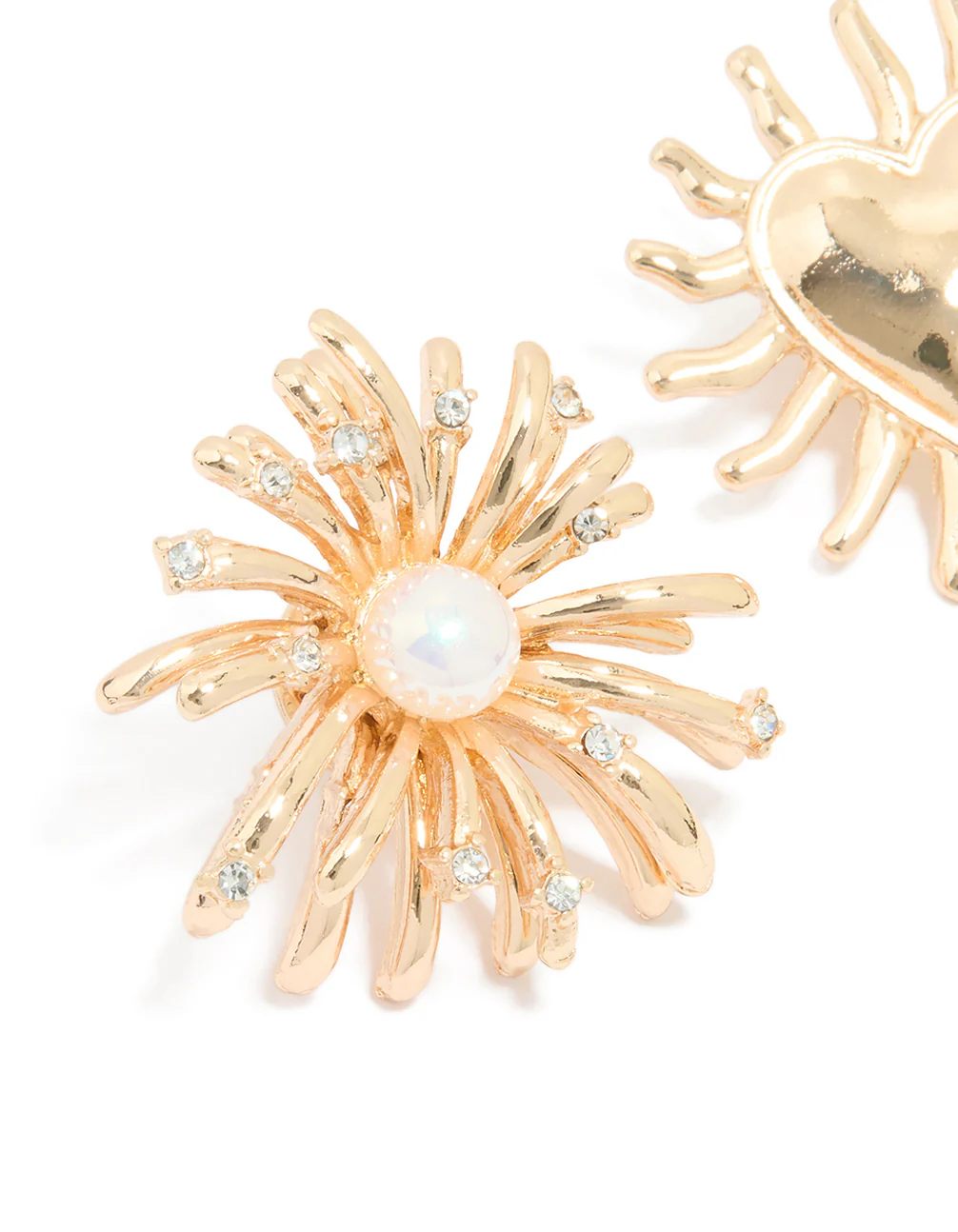 Gold Heart & Flower Brooches 2-Pack - Image 2