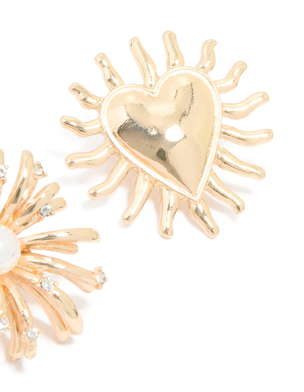 Gold Heart & Flower Brooches 2-Pack - Image 3