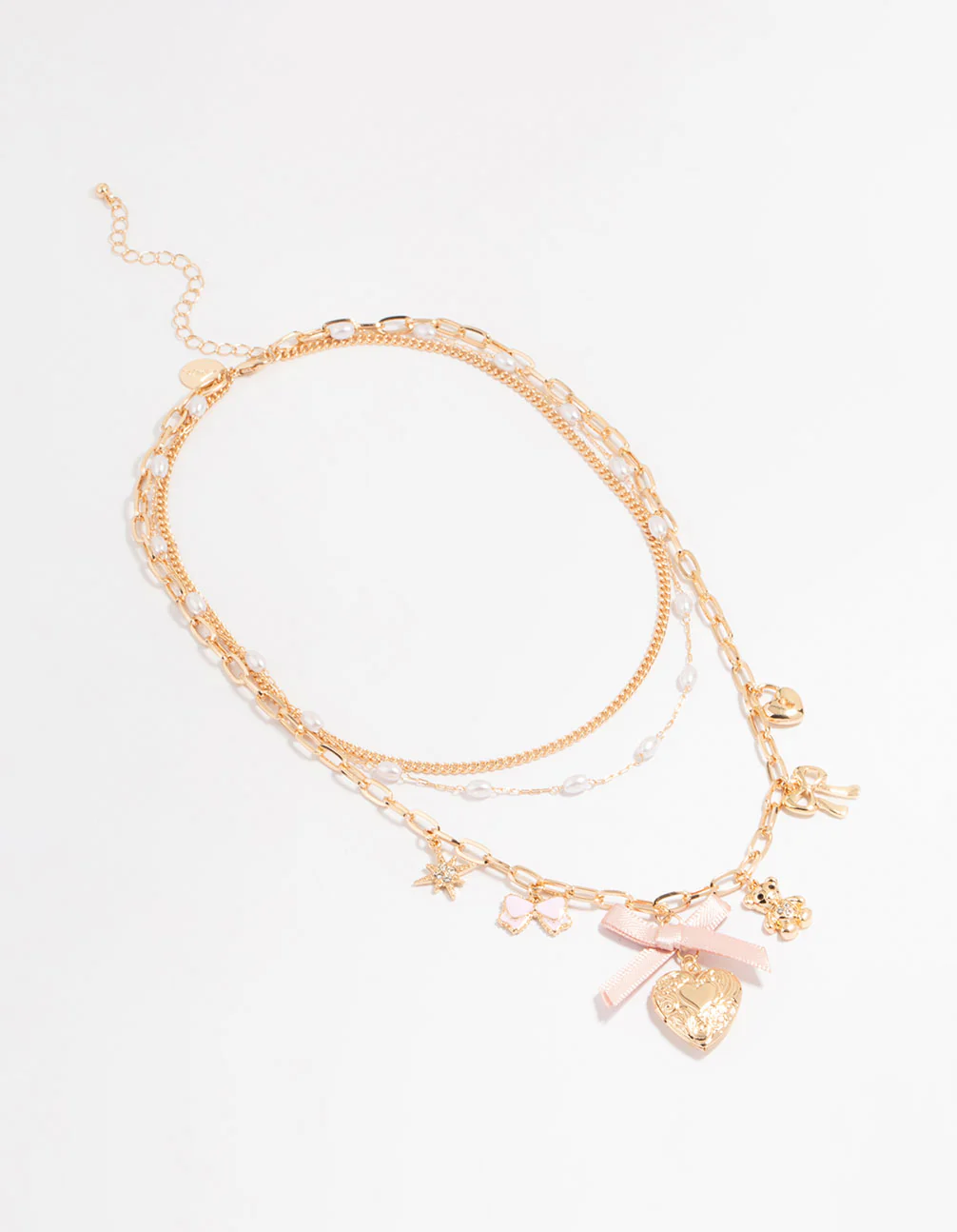 Gold Heart Locket & Pearl Layered Necklace - Image 2