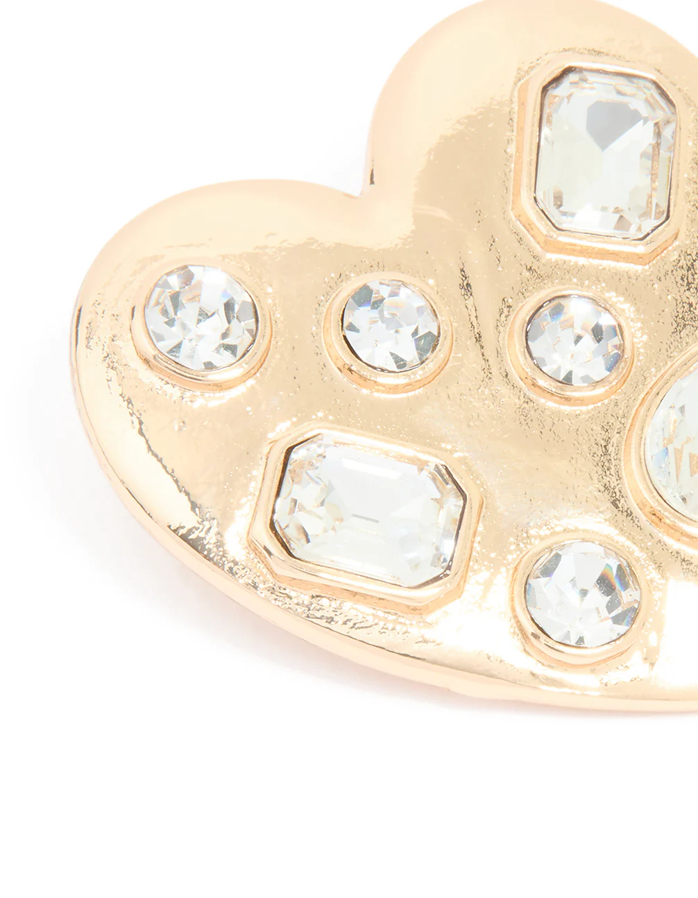Gold Heart Mixed Diamante Brooch - Image 2