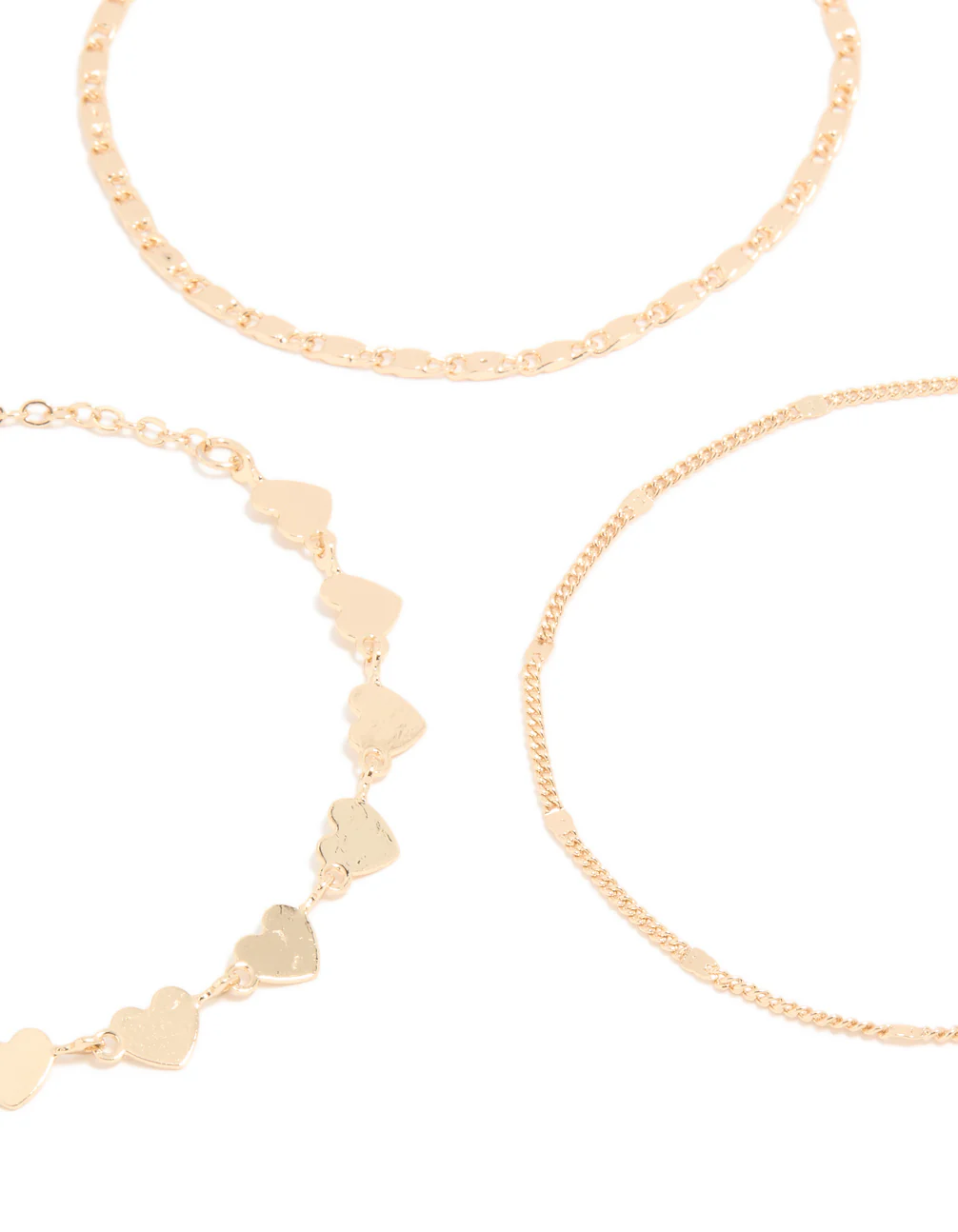 Gold Heart & Station Chain Bracelets 3-Pack - Image 2