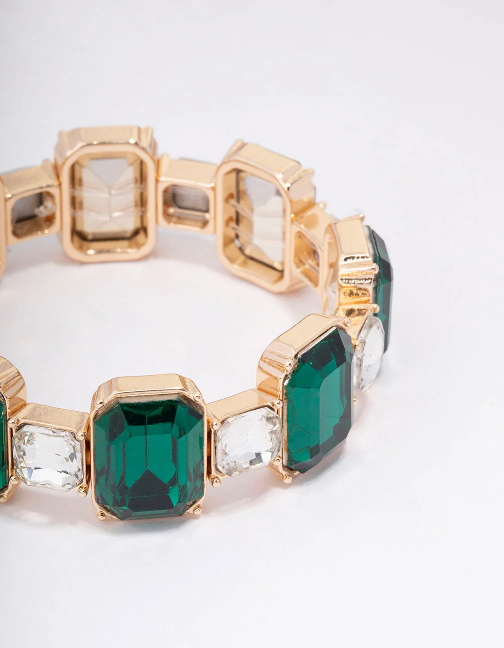 Gold Hexagon Emerald Stone Stretch Bracelet - Image 2