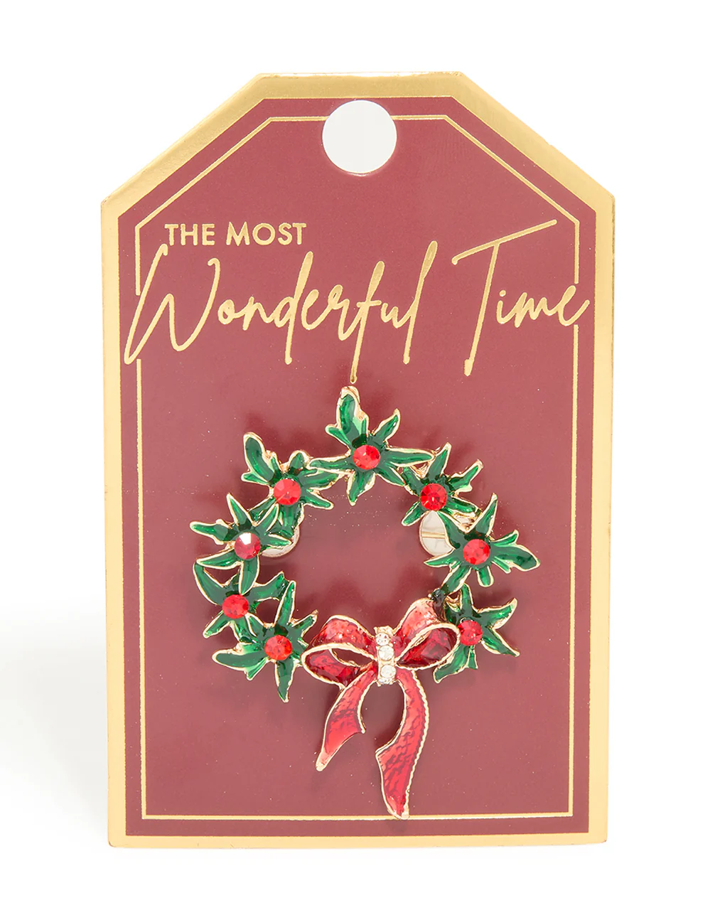 Gold Holly Bow Wreath Brooch - Image 3