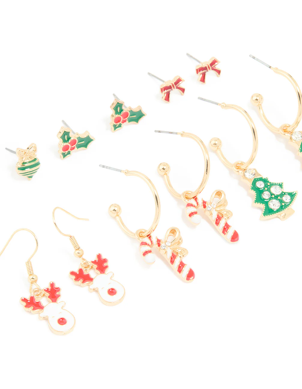 Gold Holly & Festive Earrings 6-Pack - Image 2