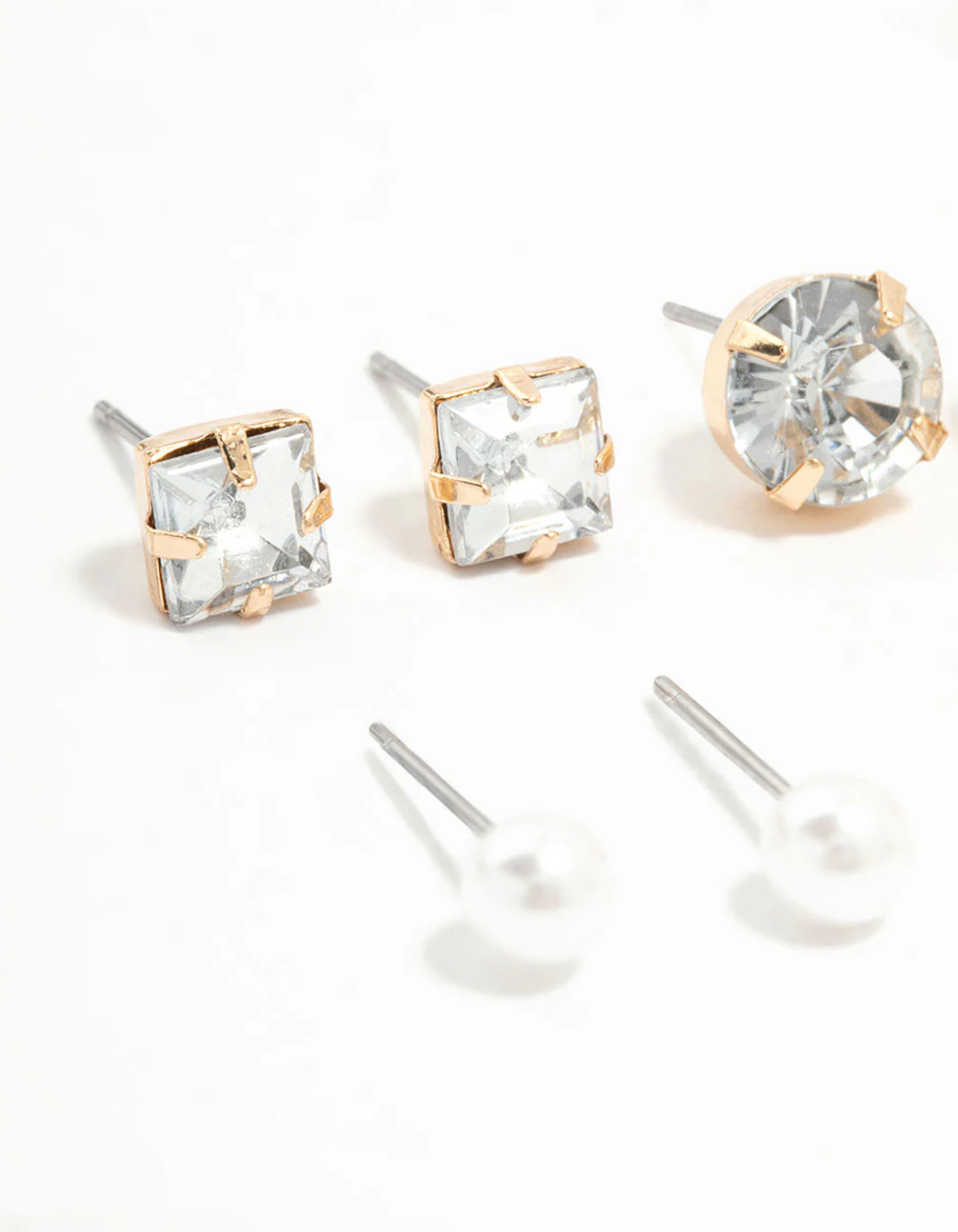 Gold Hoop & Diamante Stud Earrings 8-Pack - Image 2