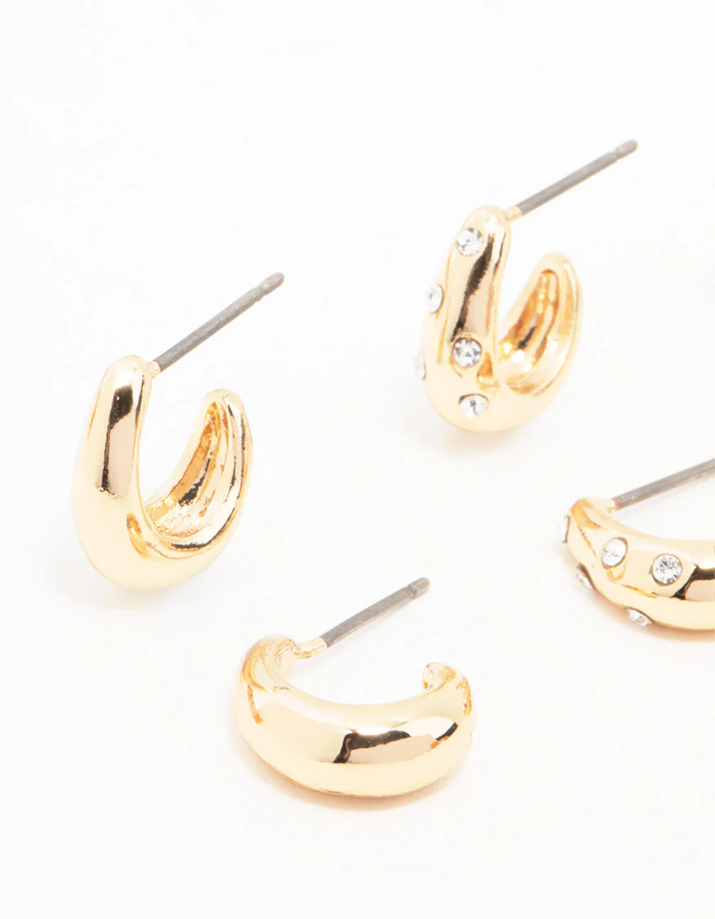 Gold Hoop Huggie Earrings 3-Pack - Image 2