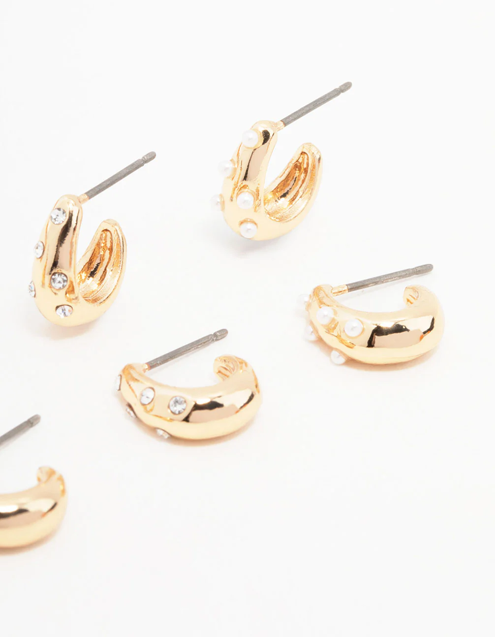 Gold Hoop Huggie Earrings 3-Pack - Image 3