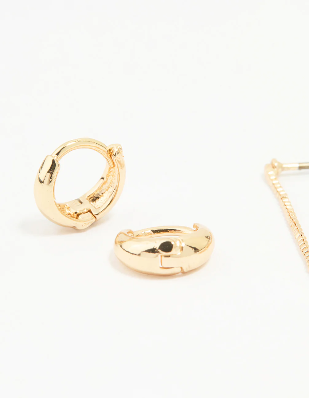 Gold Hoop & Loop Chain Earrings 2-Pack - Image 2