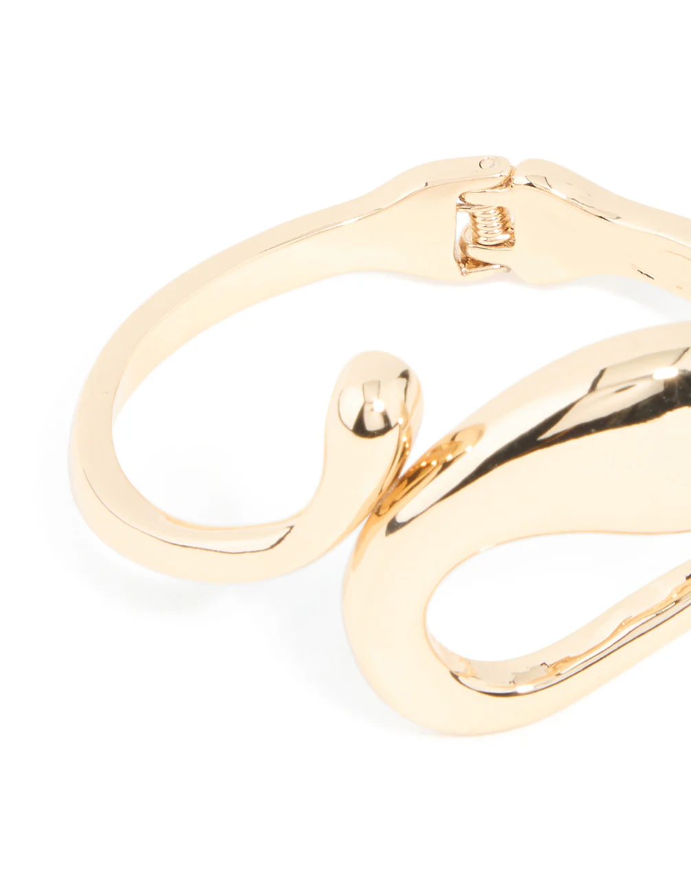 Gold Irregular Swirl Hinged Bangle - Image 5