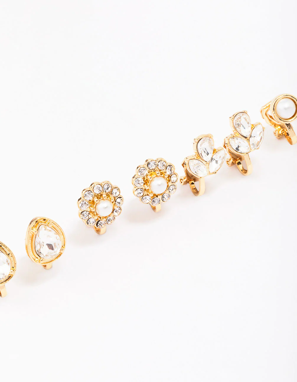 Gold Jewel Stone Clip On Earring 5-Pack - Image 2