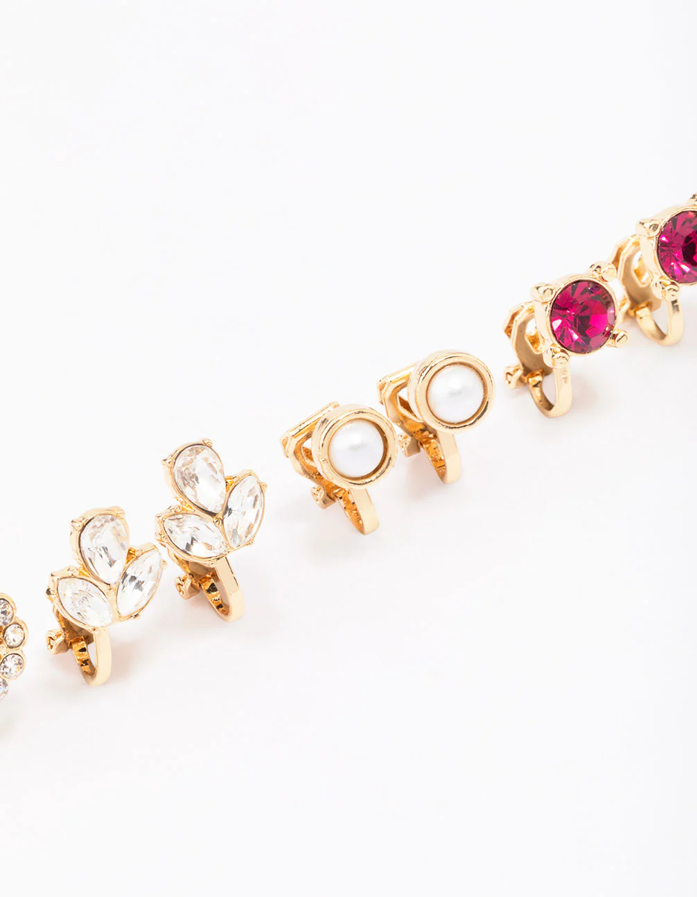 Gold Jewel Stone Clip On Earring 5-Pack - Image 3