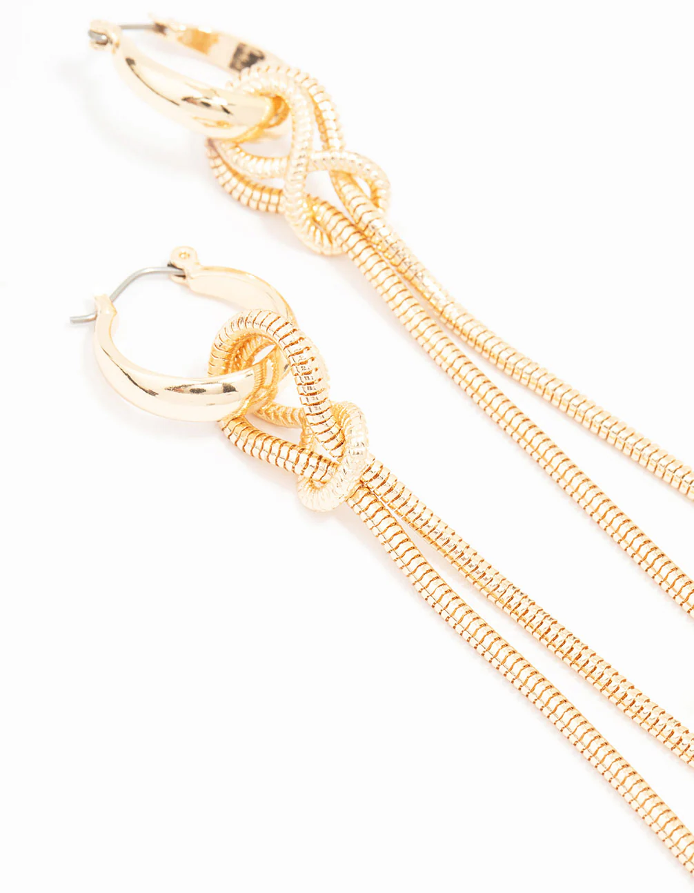 Gold Knotted Chain Drop Earrings - Image 2