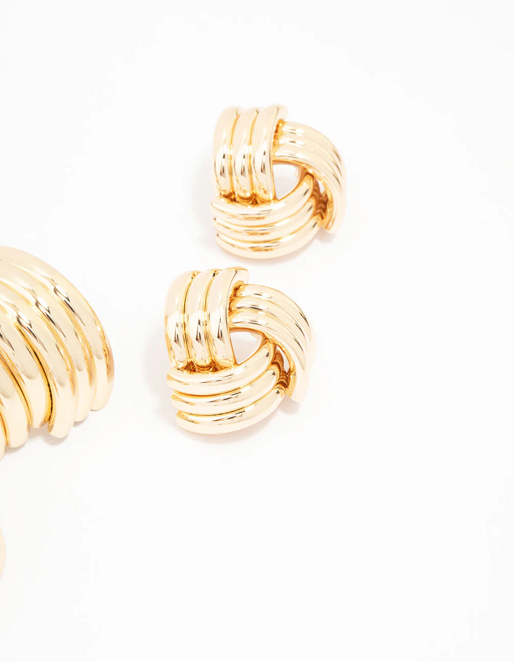 Gold Knotted Hoop Earring Pack - Image 3