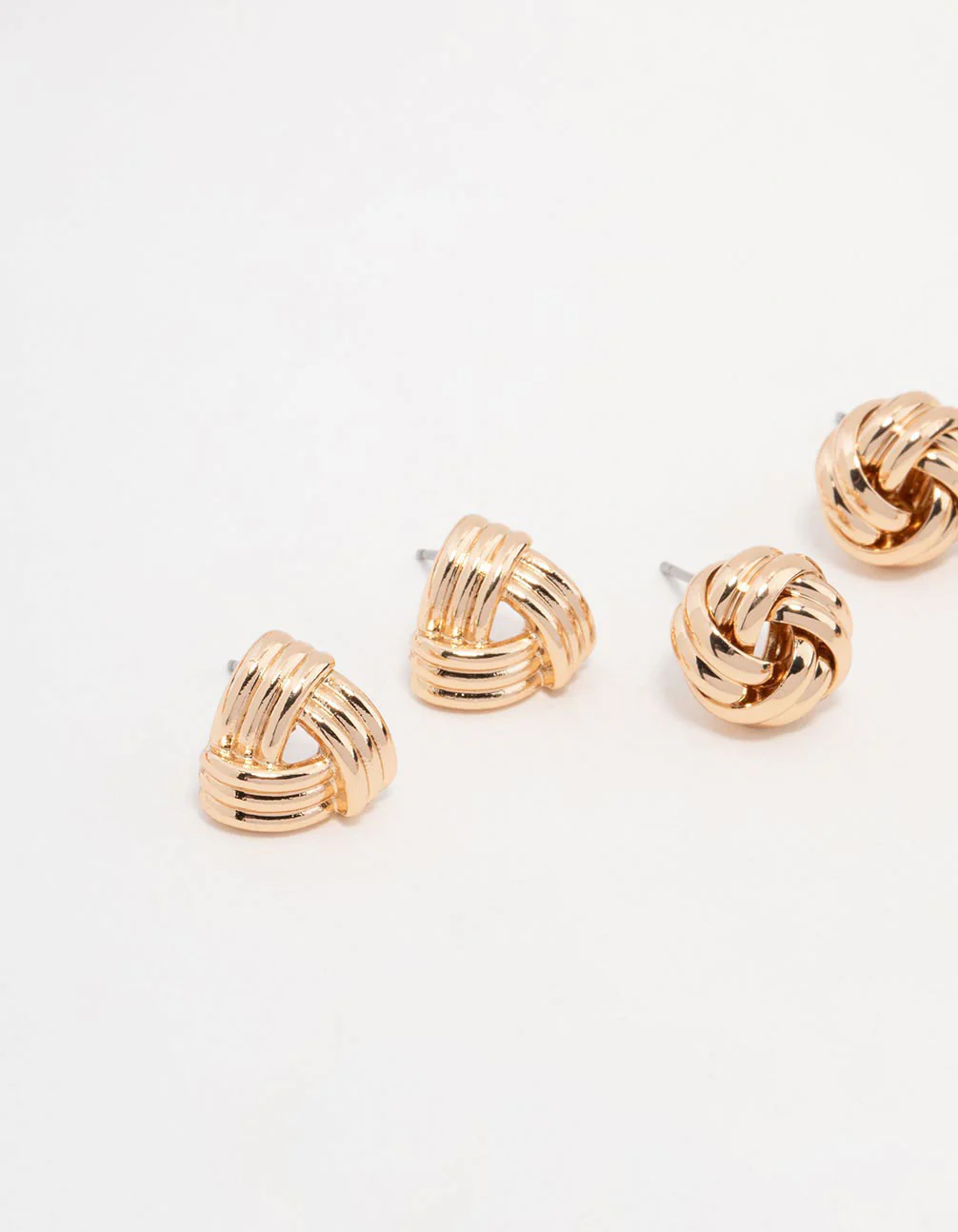 Gold Knotted Stud Earrings Pack - Image 2
