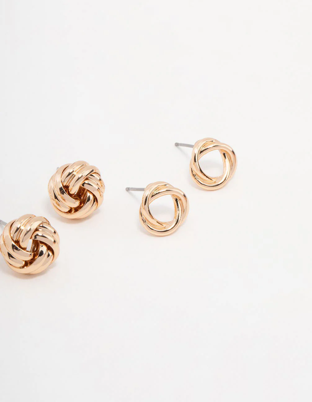 Gold Knotted Stud Earrings Pack - Image 3