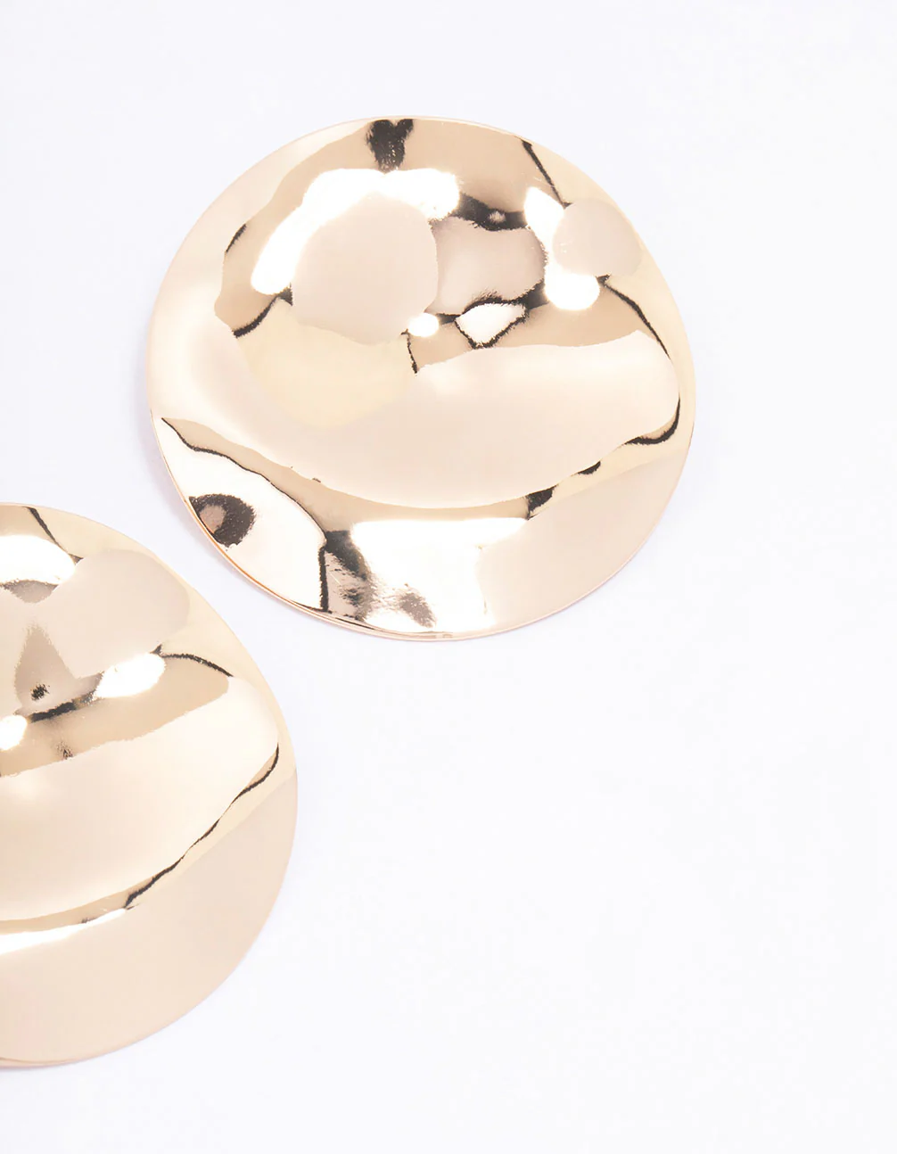 Gold Large Circular Coin Stud Earrings - Image 3