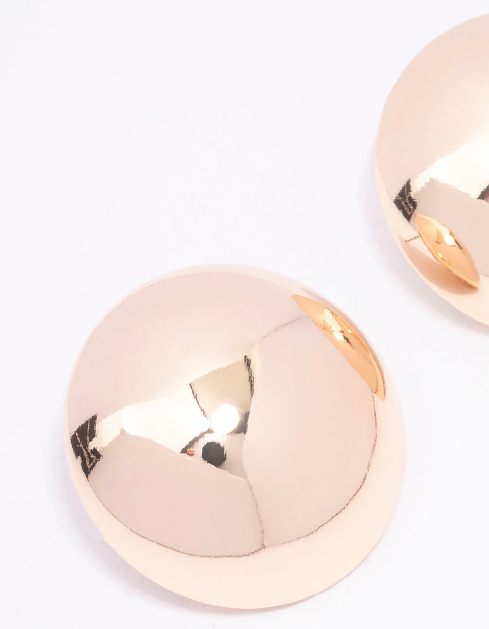 Gold Large Dome Stud Earrings - Image 2