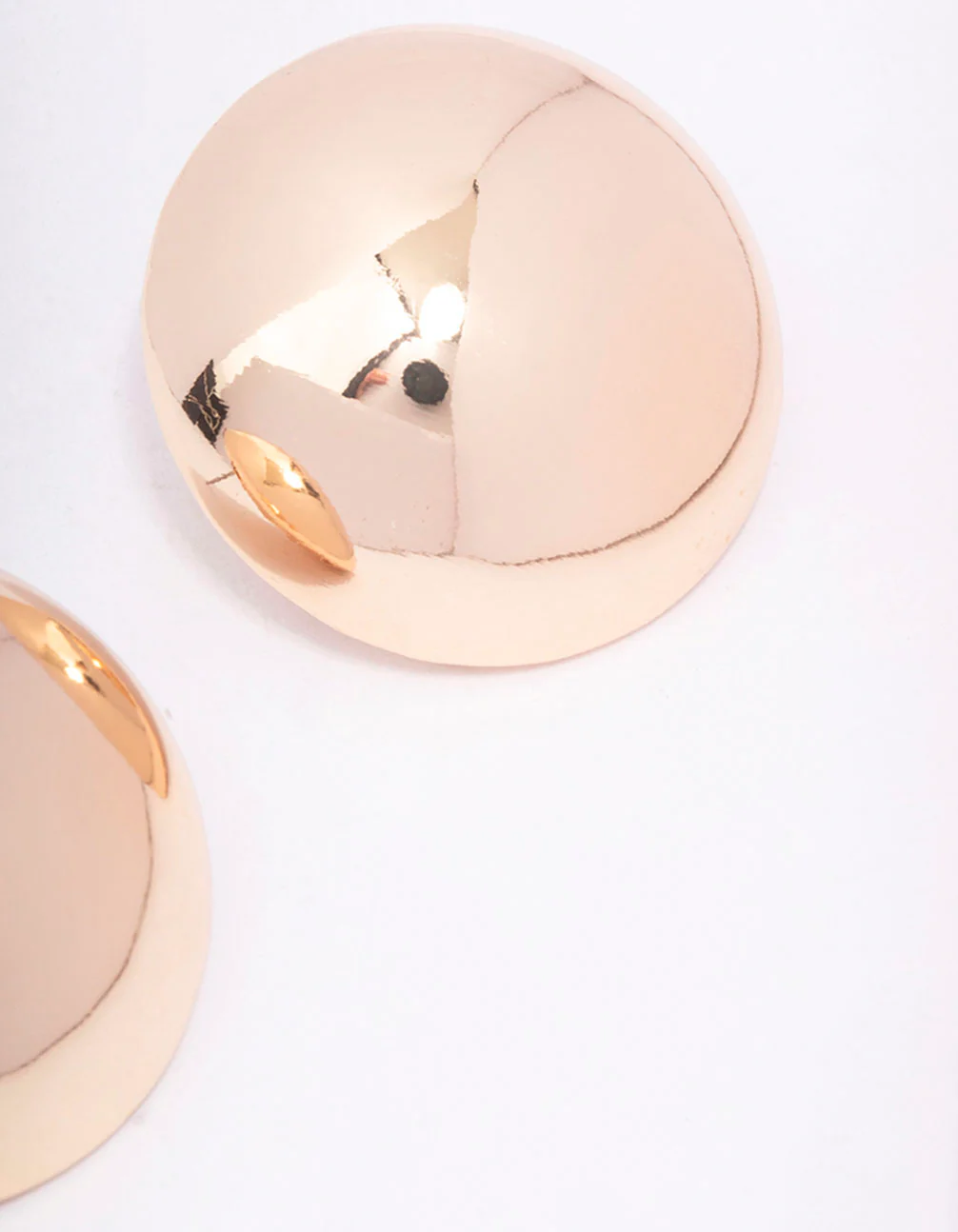 Gold Large Dome Stud Earrings - Image 3