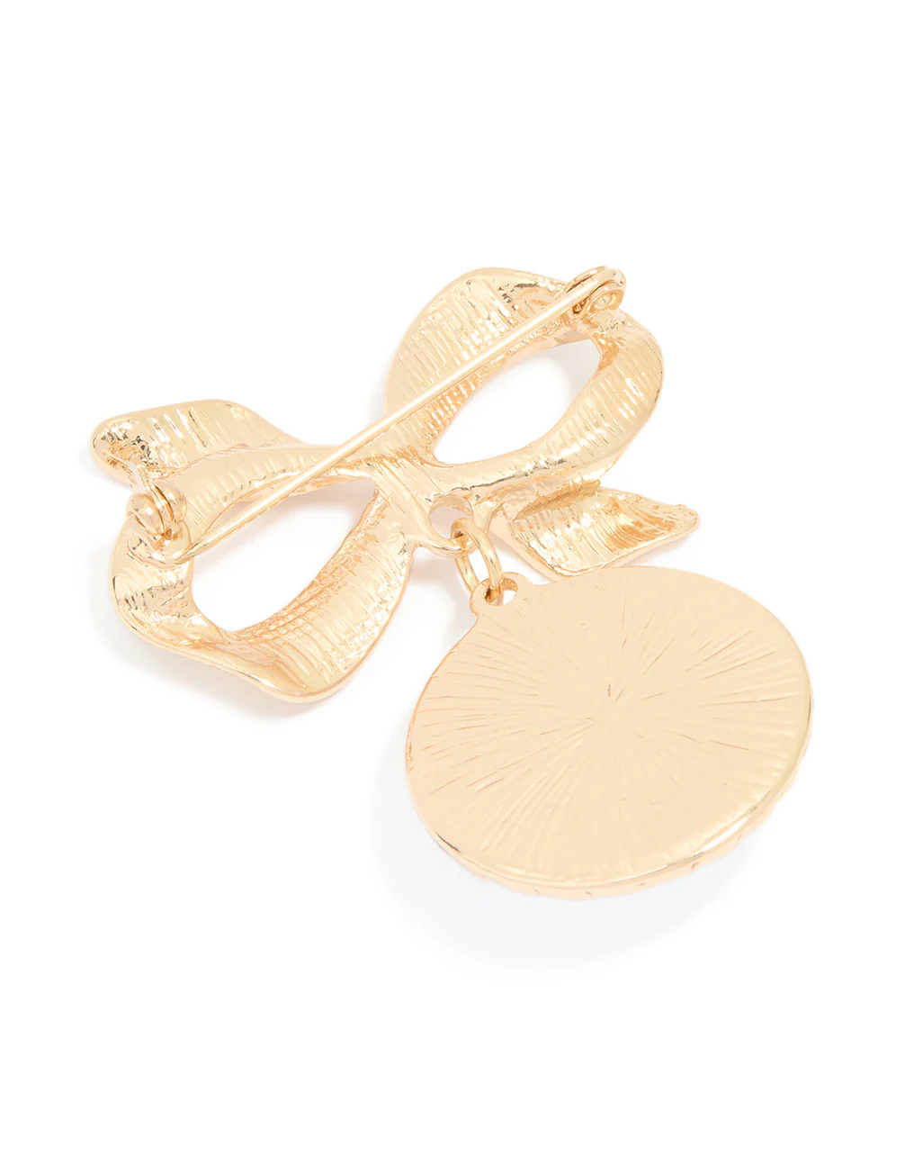 Gold Large Drop Pearl & Bow Brooch - Image 3