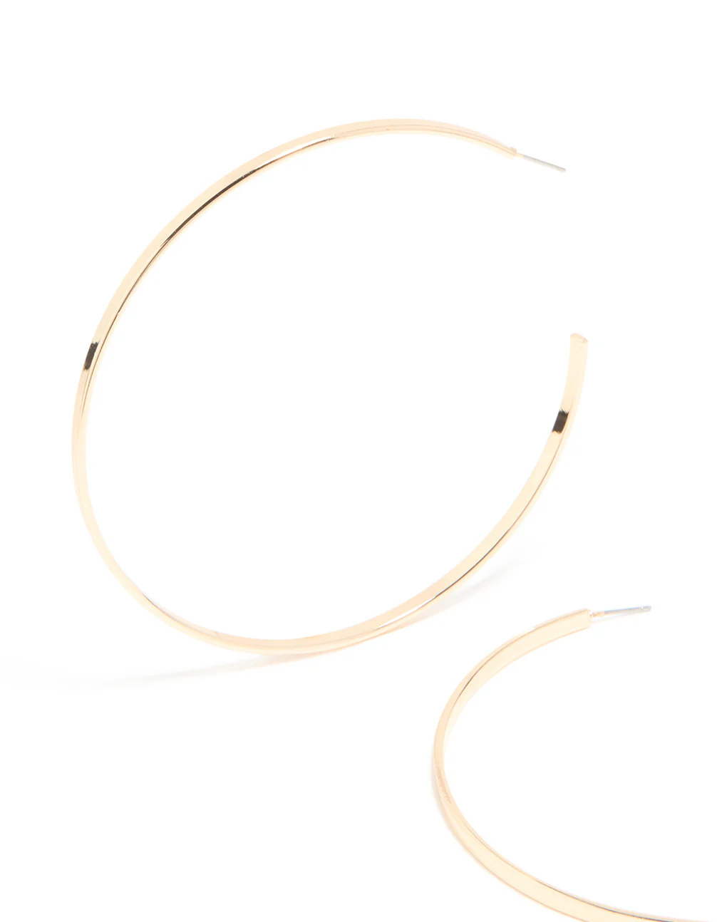 Gold Large Flat Hoop Earrings - Image 4