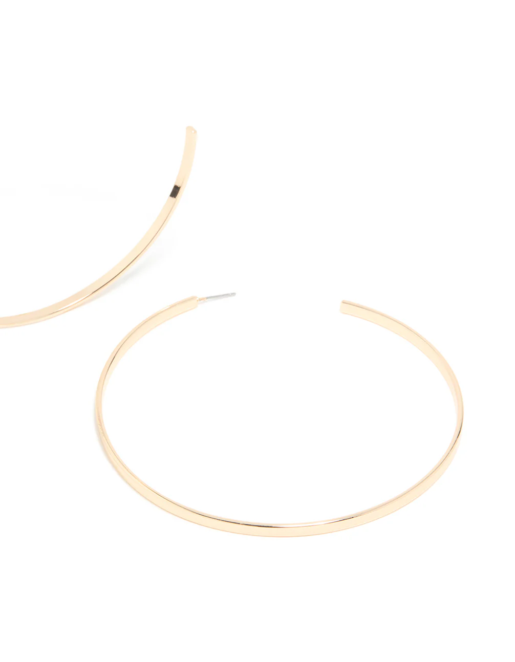 Gold Large Flat Hoop Earrings - Image 5