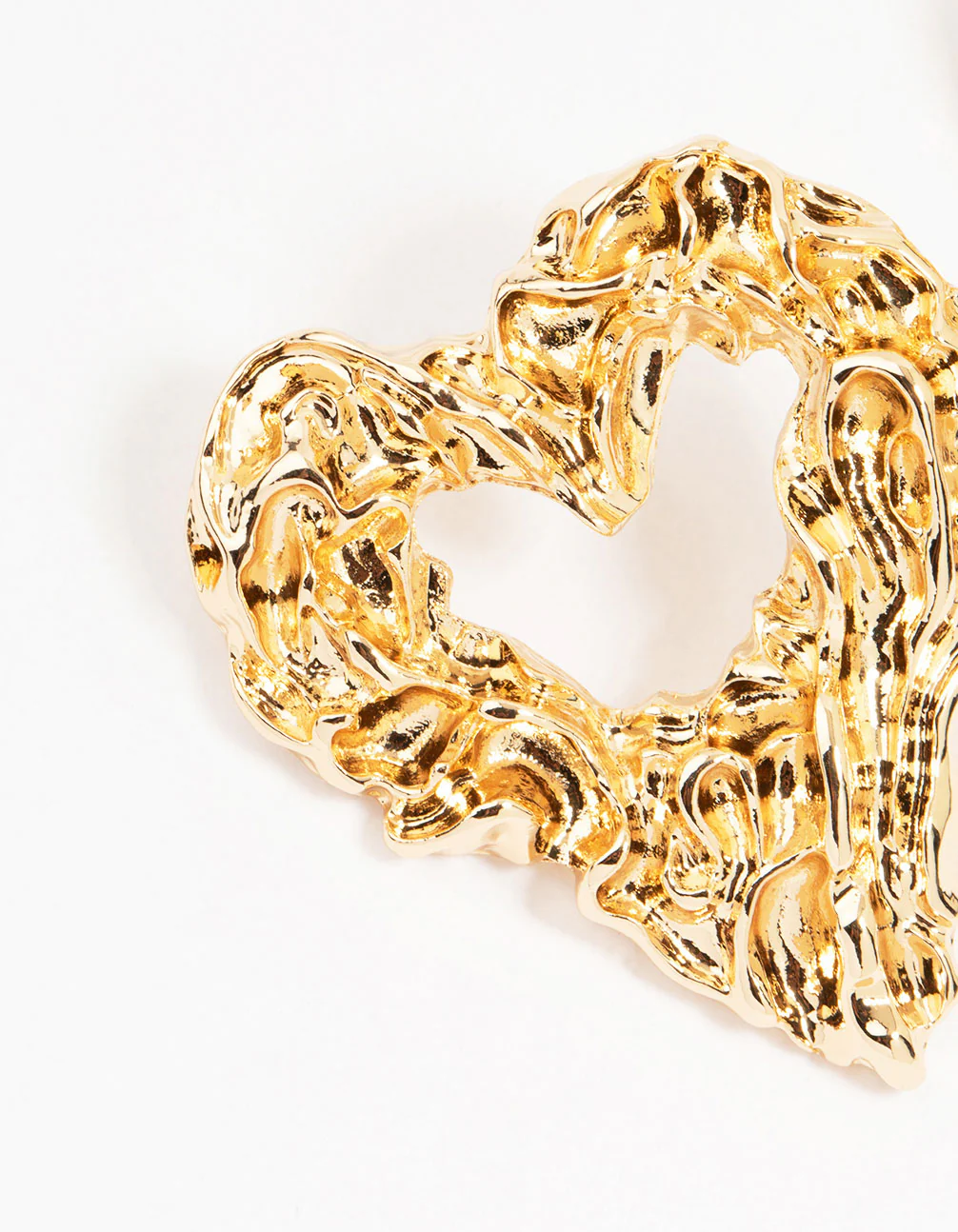 Gold Molten Open Heart Stud Earrings - Image 4