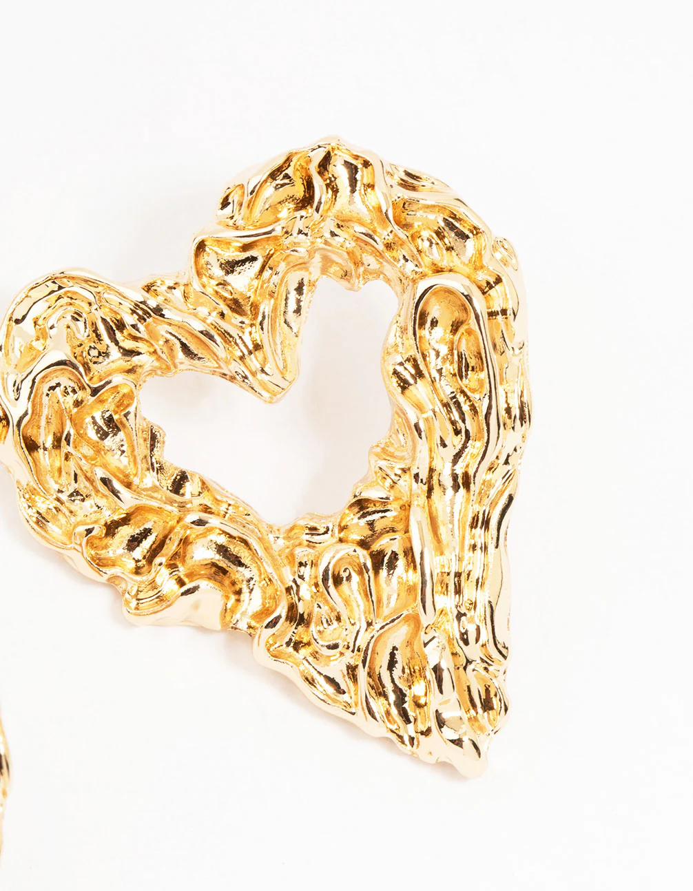 Gold Molten Open Heart Stud Earrings - Image 5