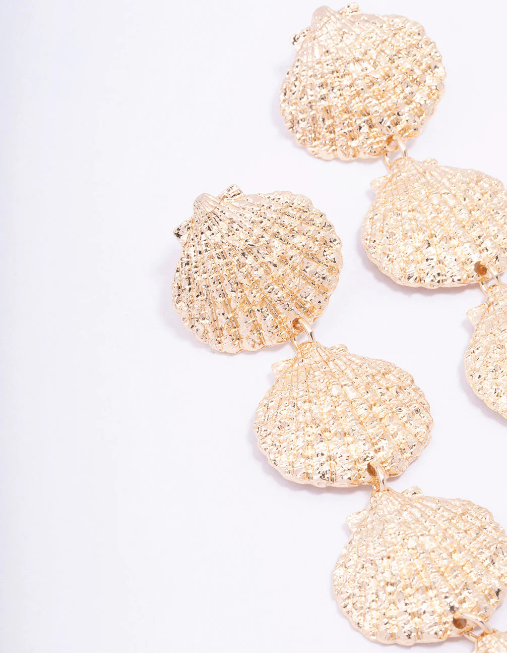 Gold Large Shell Drop Earrings - Image 2