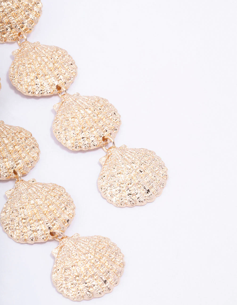 Gold Large Shell Drop Earrings - Image 3