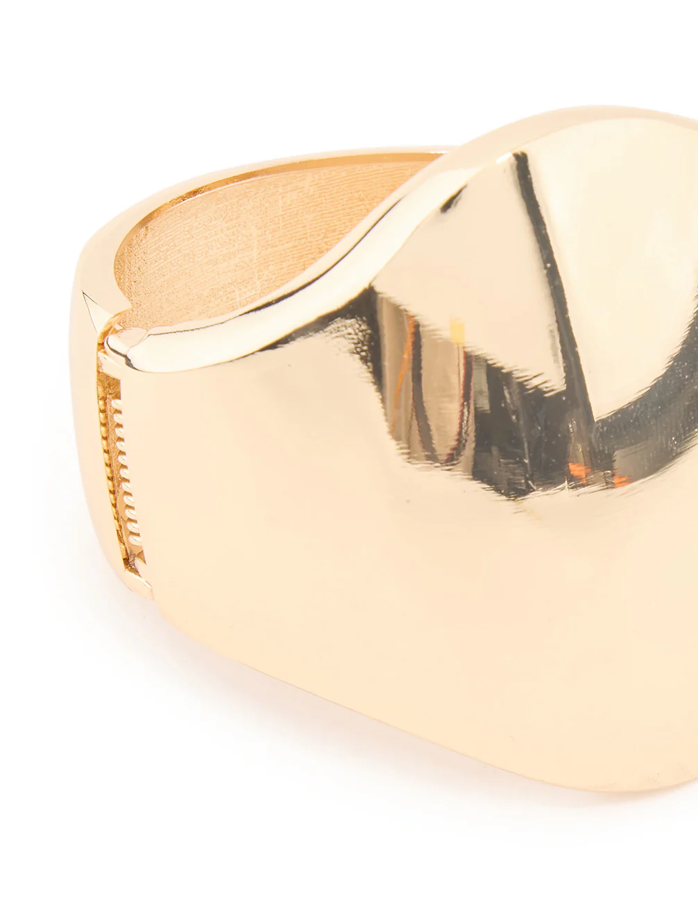 Gold Large Smooth Hinged Bangle - Image 3