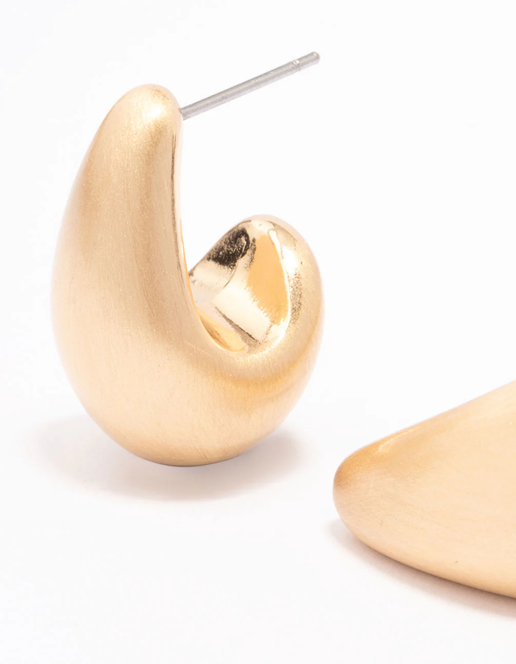 Gold Large Smooth Teardrop Earrings - Image 2
